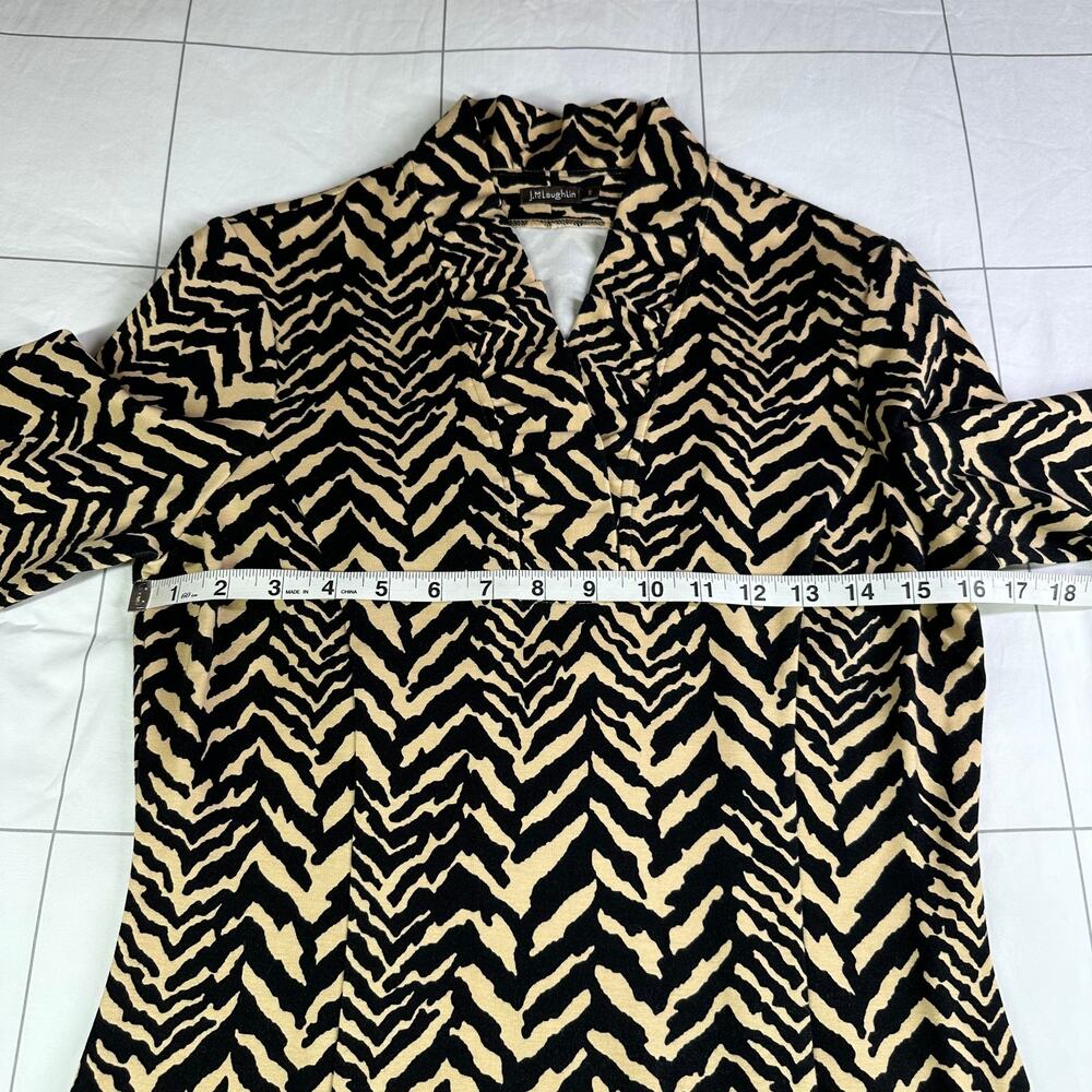 J.McLaughlin Dress Women Small Tan Black Terin Sheath Zebra Animal Print Classic - Picture 7 of 9